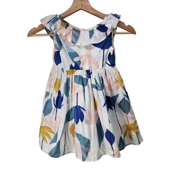 Tea Kids‎ Ruffle Sleeve Floral Dress Size 4 Colorful Cotton Sundress - Picture 1 of 10